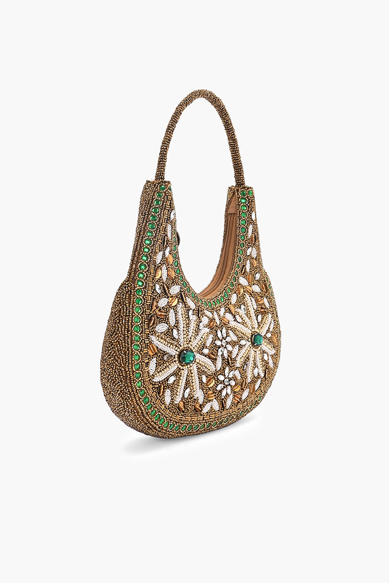 Heritage Bloom Beaded Hobo Bag