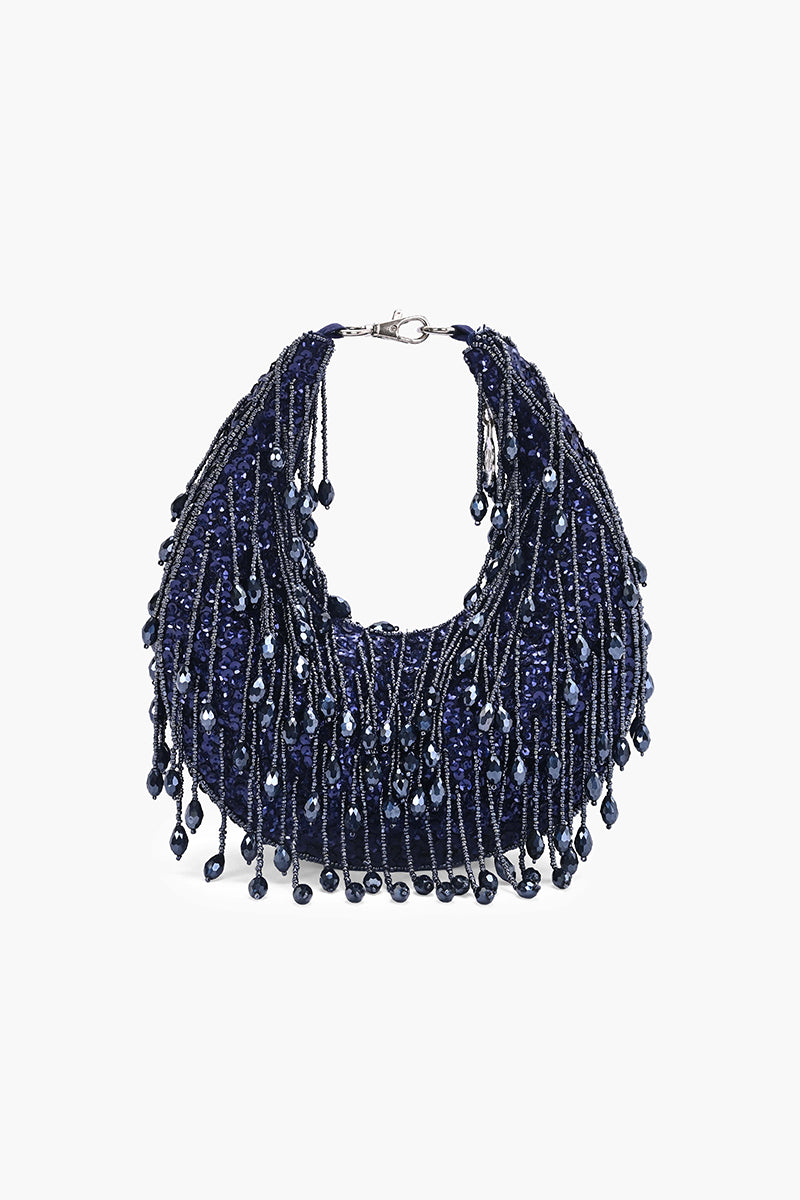 Crystal Veil Crescent Hobo Bag