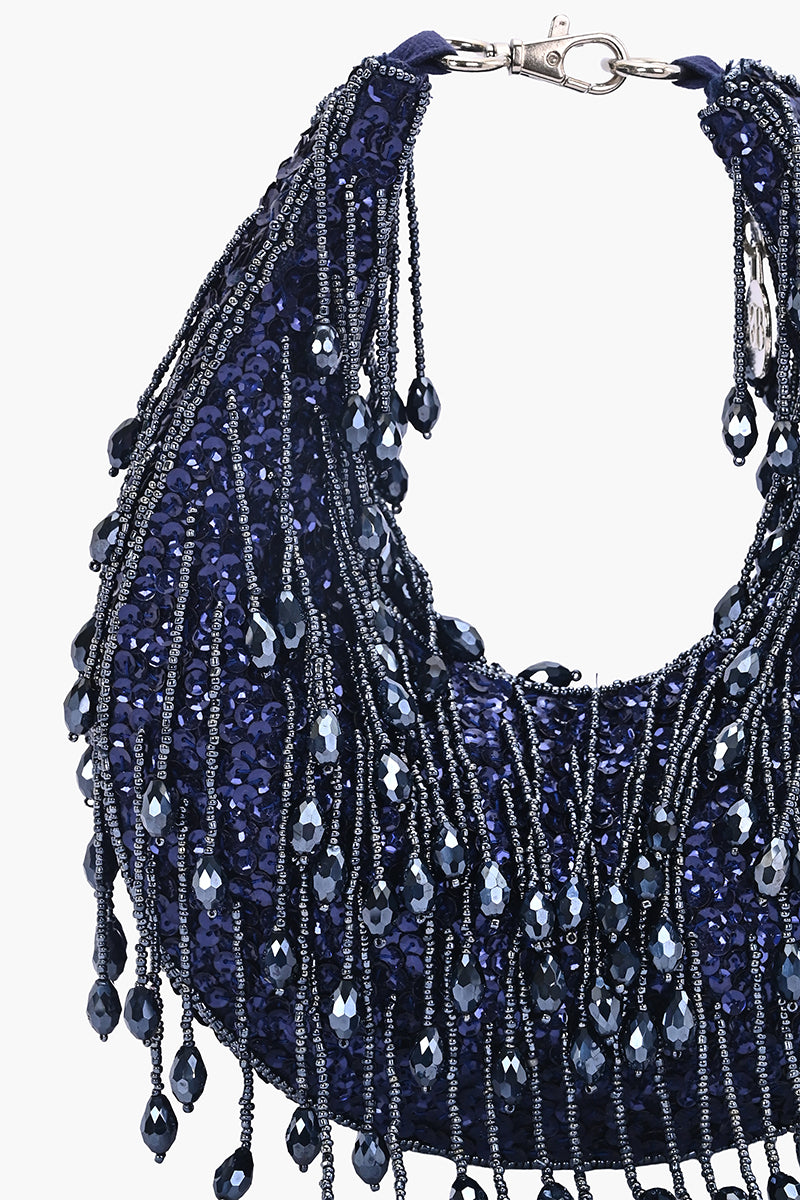 Crystal Veil Crescent Hobo Bag