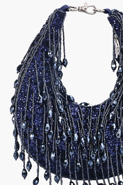 Crystal Veil Crescent Hobo Bag