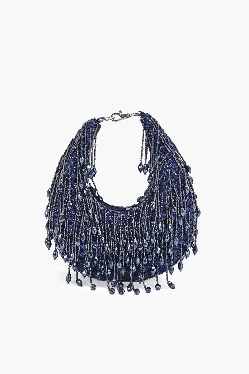 Crystal Veil Crescent Hobo Bag