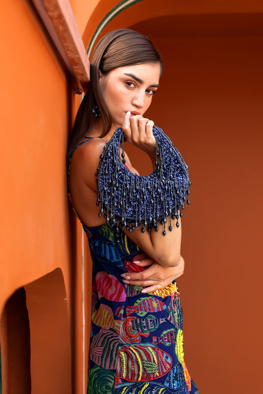 Crystal Veil Crescent Hobo Bag
