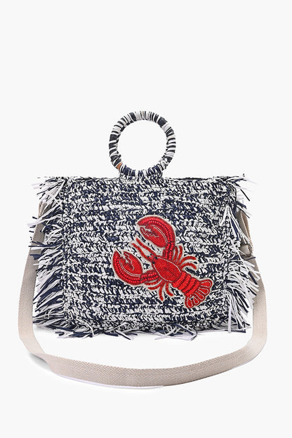 Lobster Bay Fringe Raffia Tote