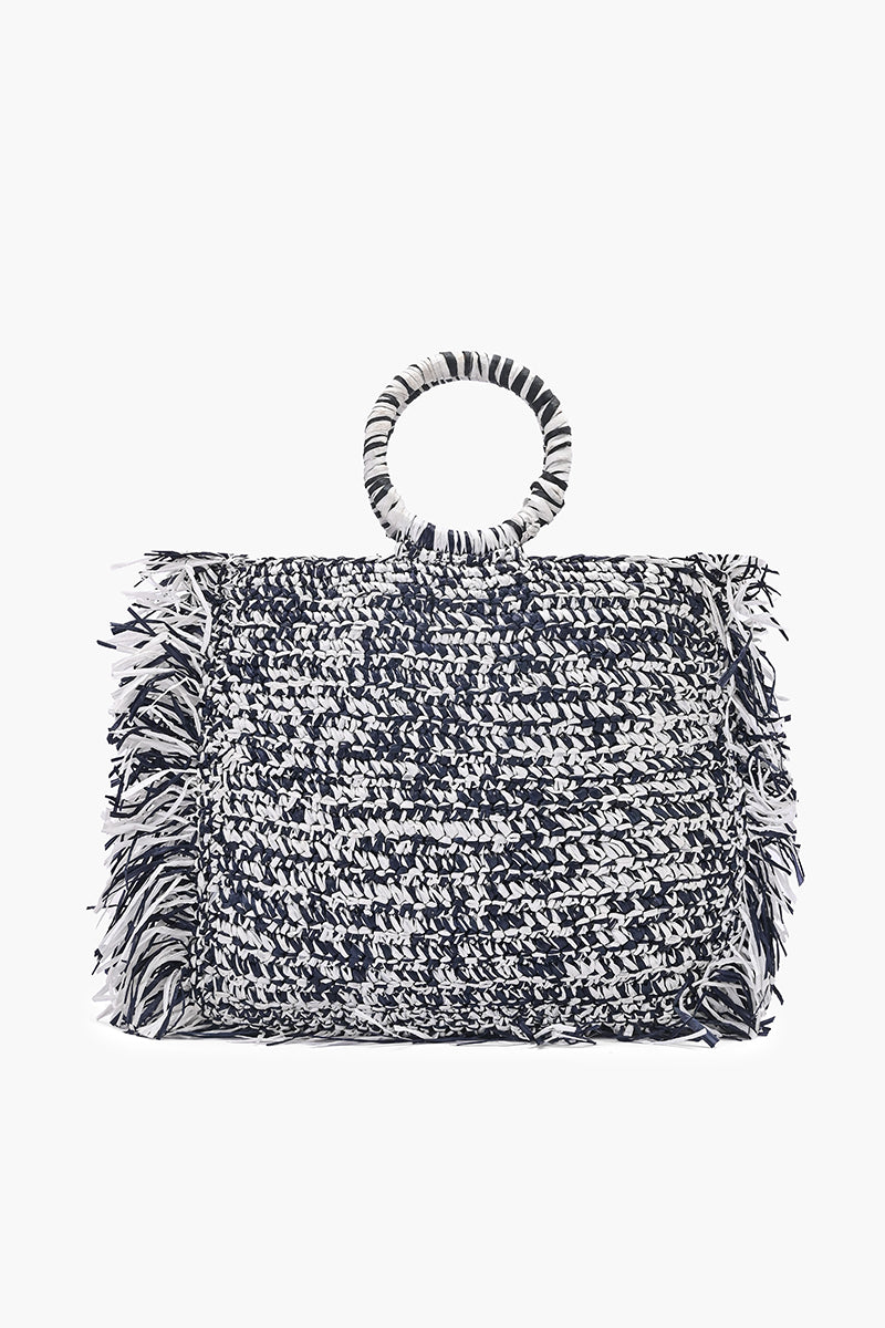 Lobster Bay Fringe Raffia Tote
