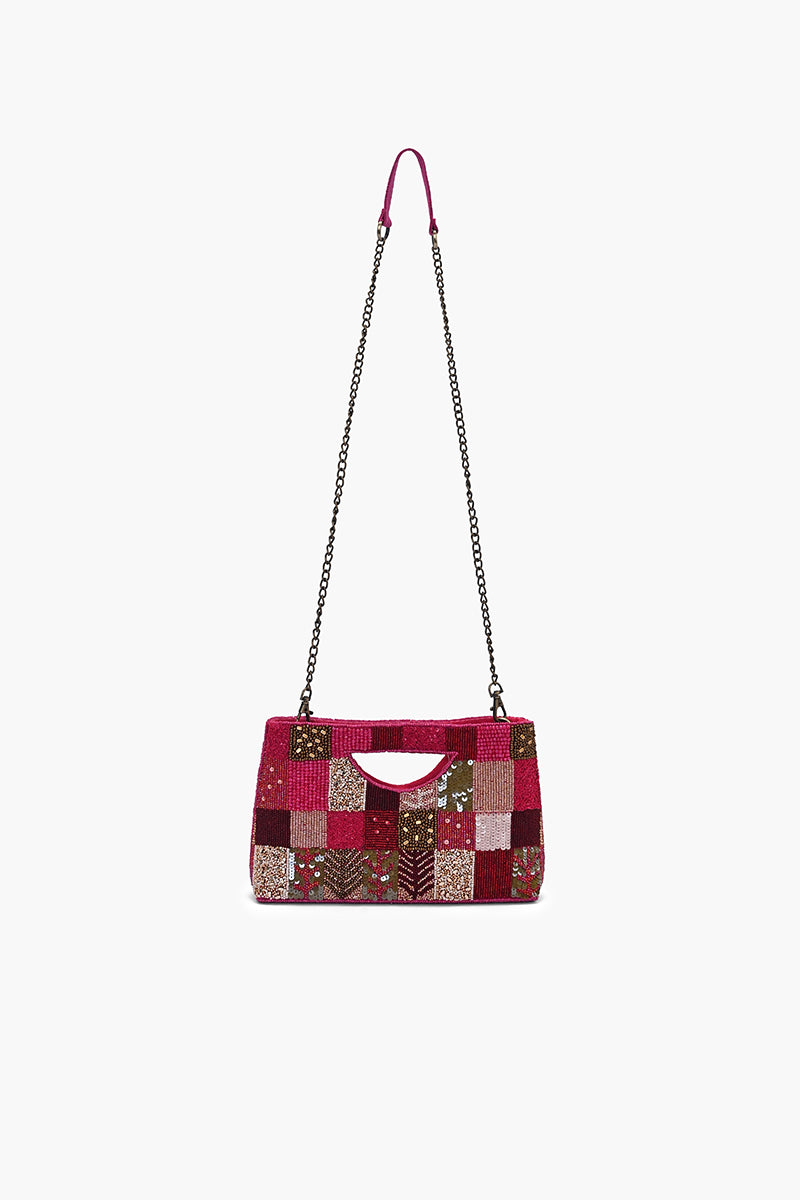 Fuchsia Mosaic Beaded Clutch Bag