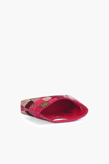 Fuchsia Mosaic Beaded Clutch Bag