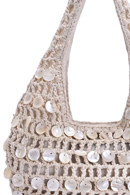Ivory Shell Crochet Hobo Bag