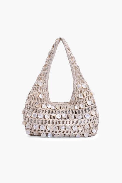 Ivory Shell Crochet Hobo Bag