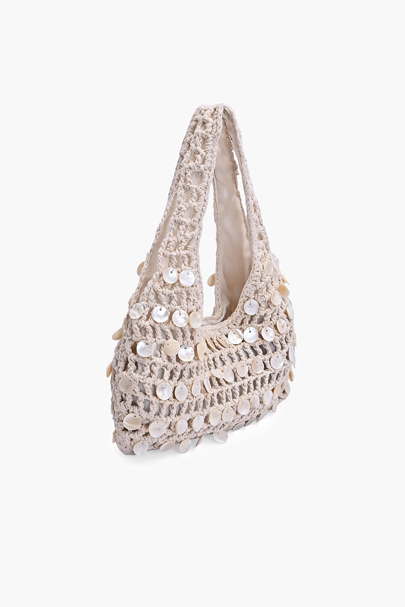 Ivory Shell Crochet Hobo Bag