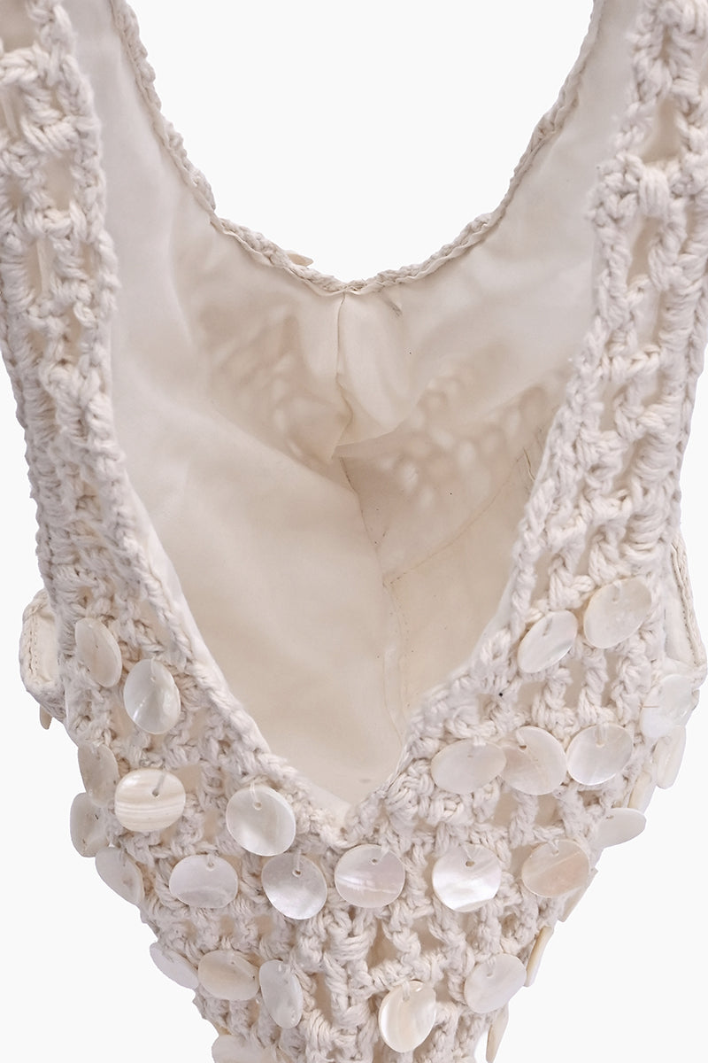 Ivory Shell Crochet Hobo Bag