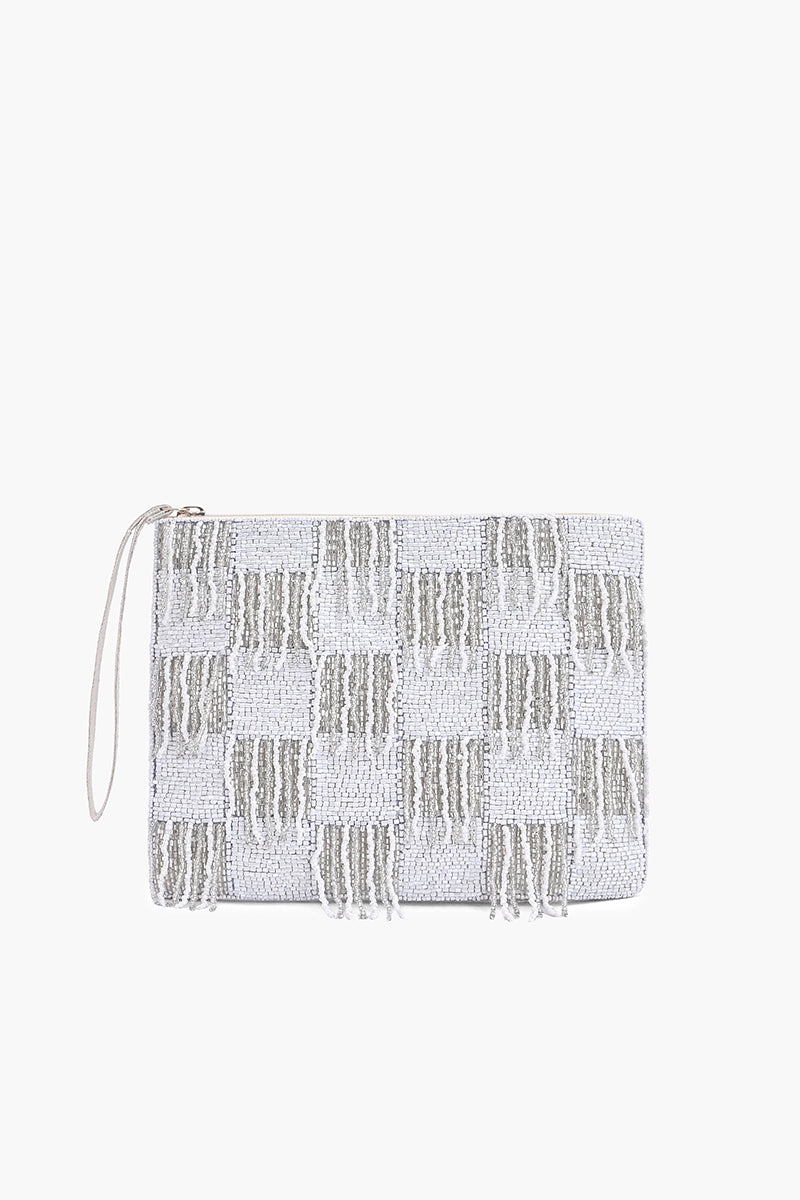 Ivory Fringe Wristlet Clutch