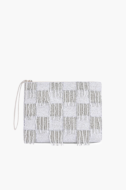 Ivory Fringe Wristlet Clutch