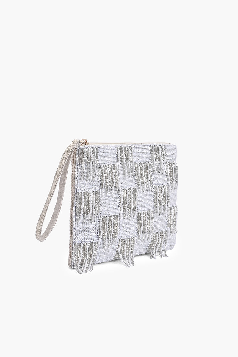 Ivory Fringe Wristlet Clutch