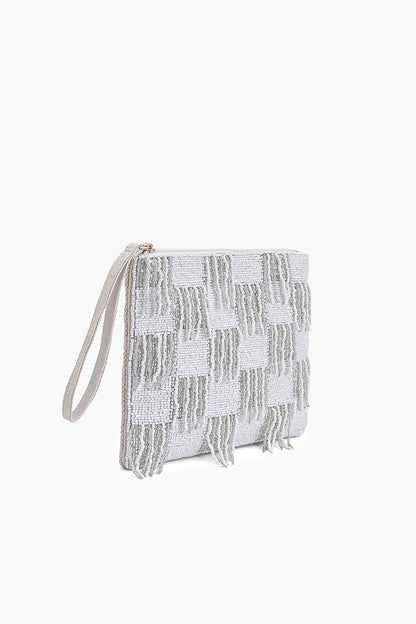 Ivory Fringe Wristlet Clutch