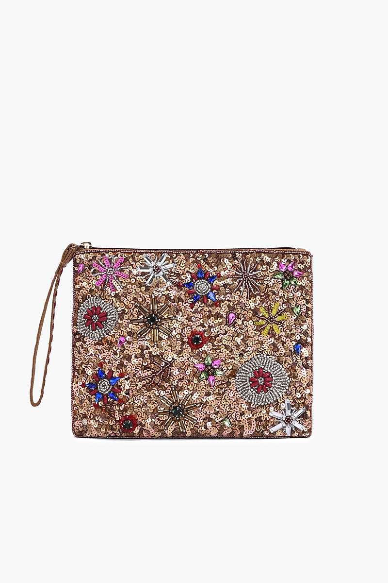 Champagne Blossom Wristlet Clutch