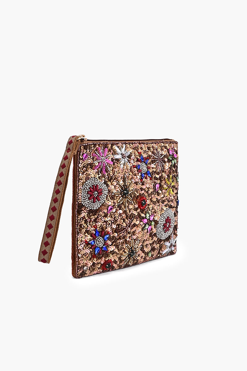 Champagne Blossom Wristlet Clutch