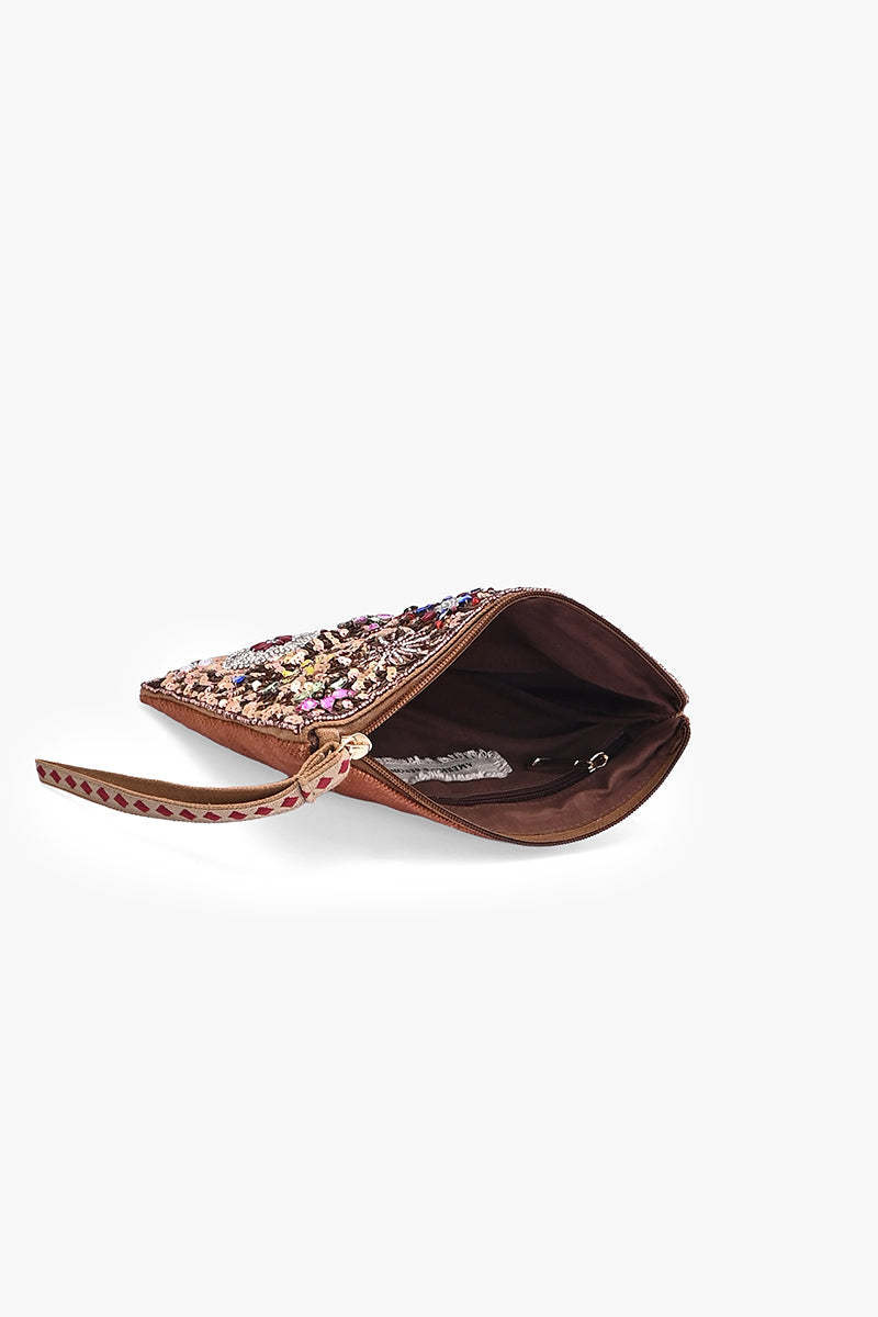 Champagne Blossom Wristlet Clutch