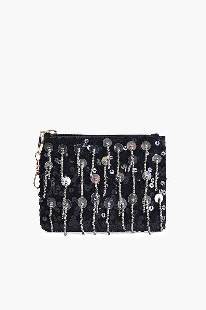 Onyx Glam Fringe Coin Pouch