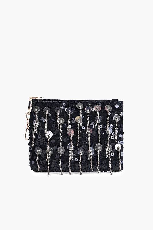 Onyx Glam Fringe Coin Pouch