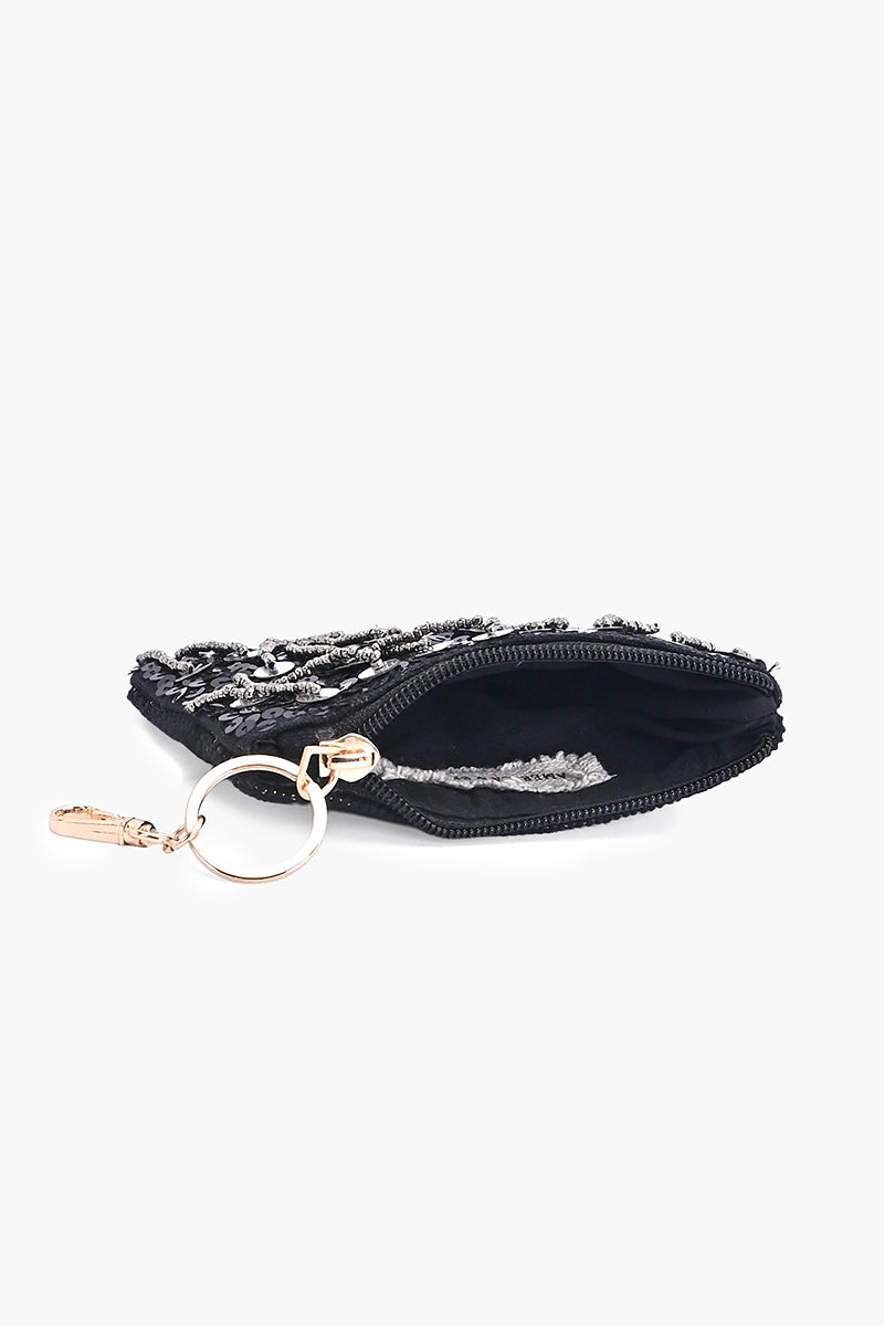 Onyx Glam Fringe Coin Pouch