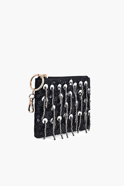Onyx Glam Fringe Coin Pouch