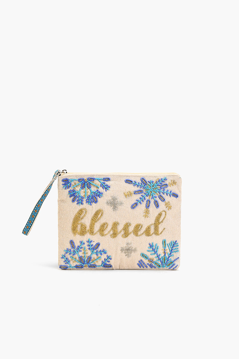 Blessed Embellished Wristlet Clutch