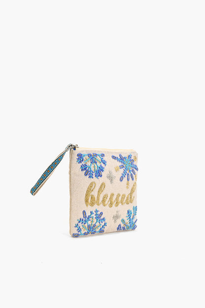 Blessed Embellished Wristlet Clutch