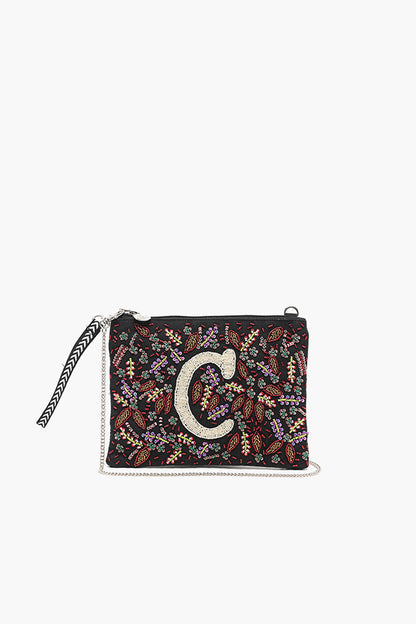 C Initial Embellished Pouch with Coin Bag