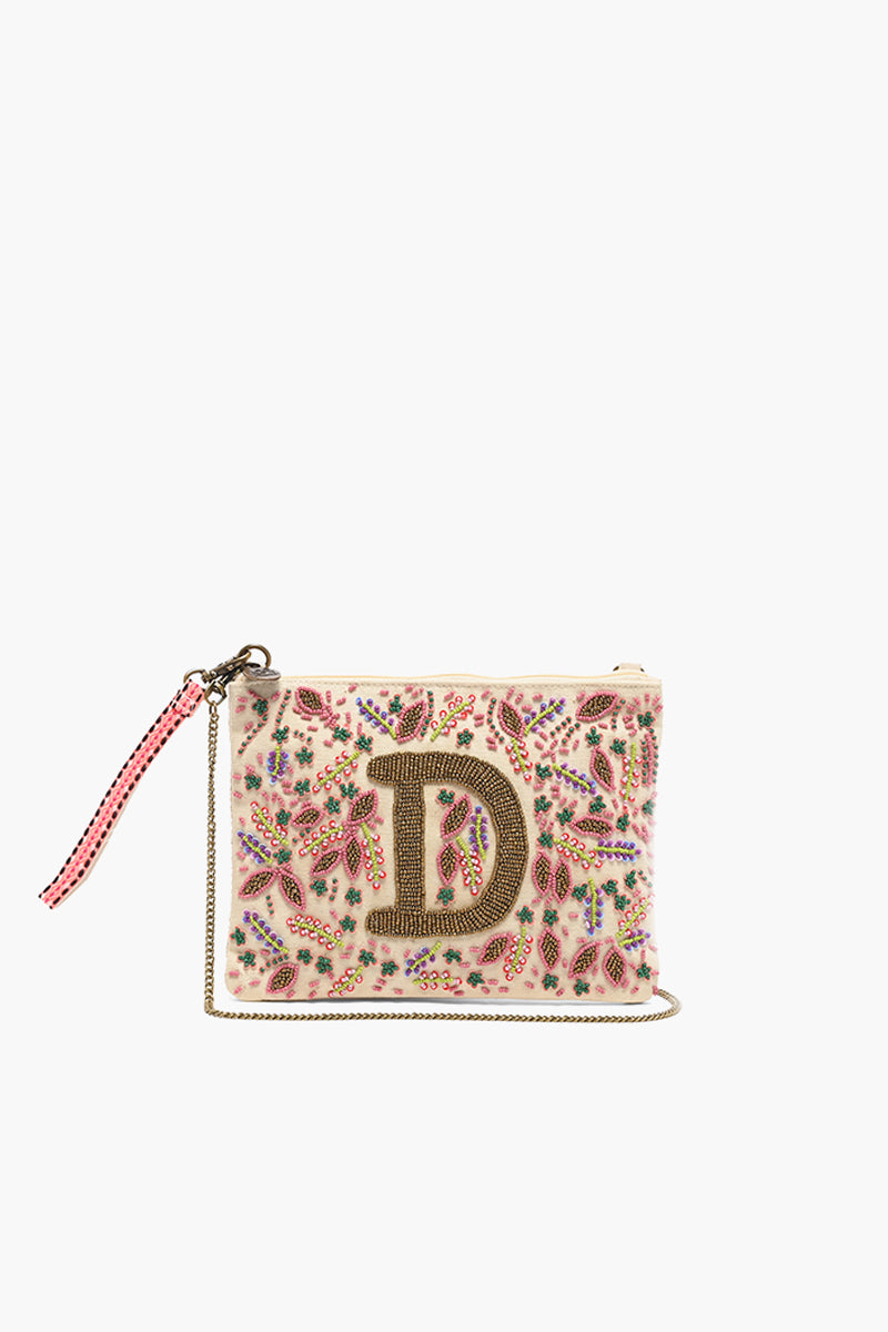 D Initial Embellished Pouch with Coin Bag