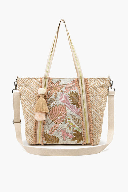 Medium Tote with Bag Strap & Pouch Natural Gold