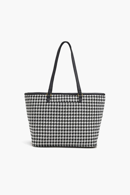 Glamorous Embellished Shopper Bag-Houndstooth