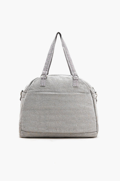 Glamorous Embellished Traveler with Crossbody-Butterfly Grey