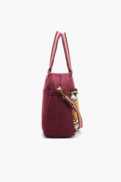 Glamorous Embellished Traveler with Crossbody-Geo Maroon