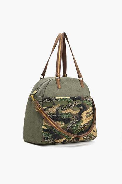 Glamorous Embellished Traveler with Crossbody-Camouflage