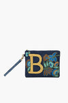 P Personalized Initial Embellished Wristlet Pouch