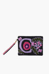 J Personalized Initial Embellished Wristlet Pouch