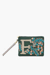 A Personalized Initial Embellished Wristlet Pouch