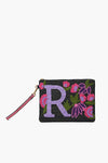 P Personalized Initial Embellished Wristlet Pouch