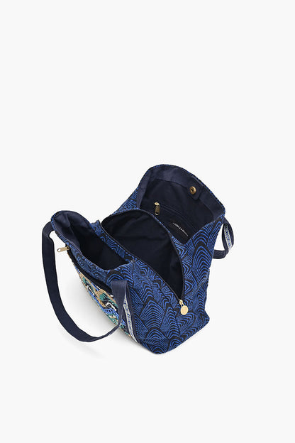 Denim Triple Entry Embellished Shoulder Bag