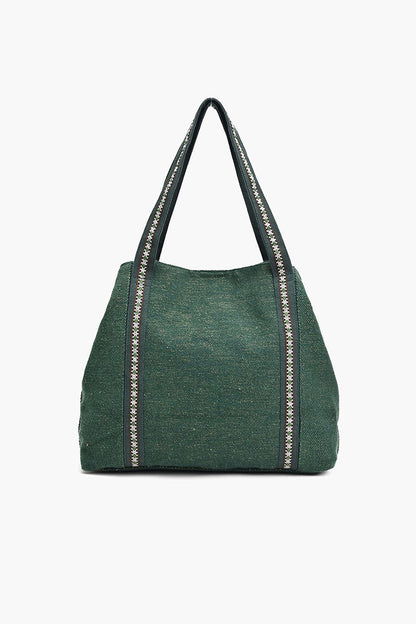 Green Triple Entry Embellished Shoulder Bag