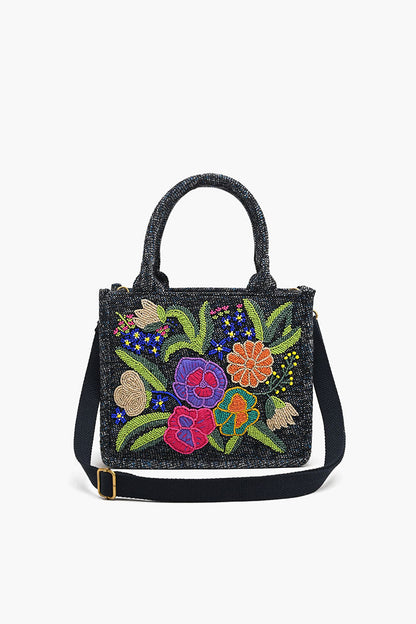 Petite Tote with Embellished Crossbody Strap-Granite Tweed