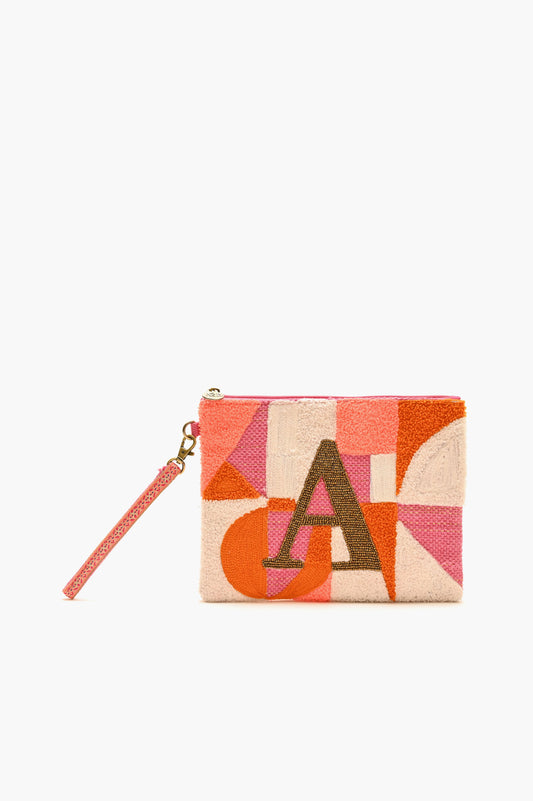 Beaded and Tufted Monogram Pouch-A Initial