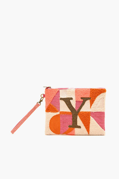 Beaded and Tufted Monogram Pouch-Y Initial