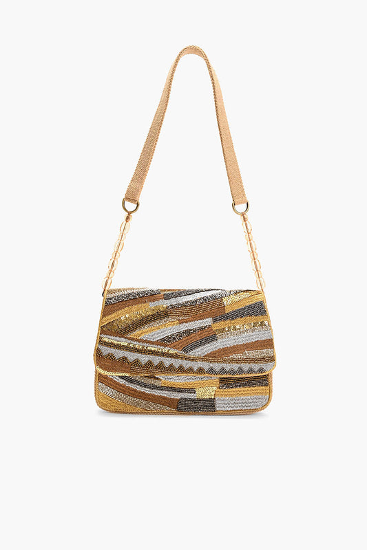 Beaded Shoulder Bag-Metallaic