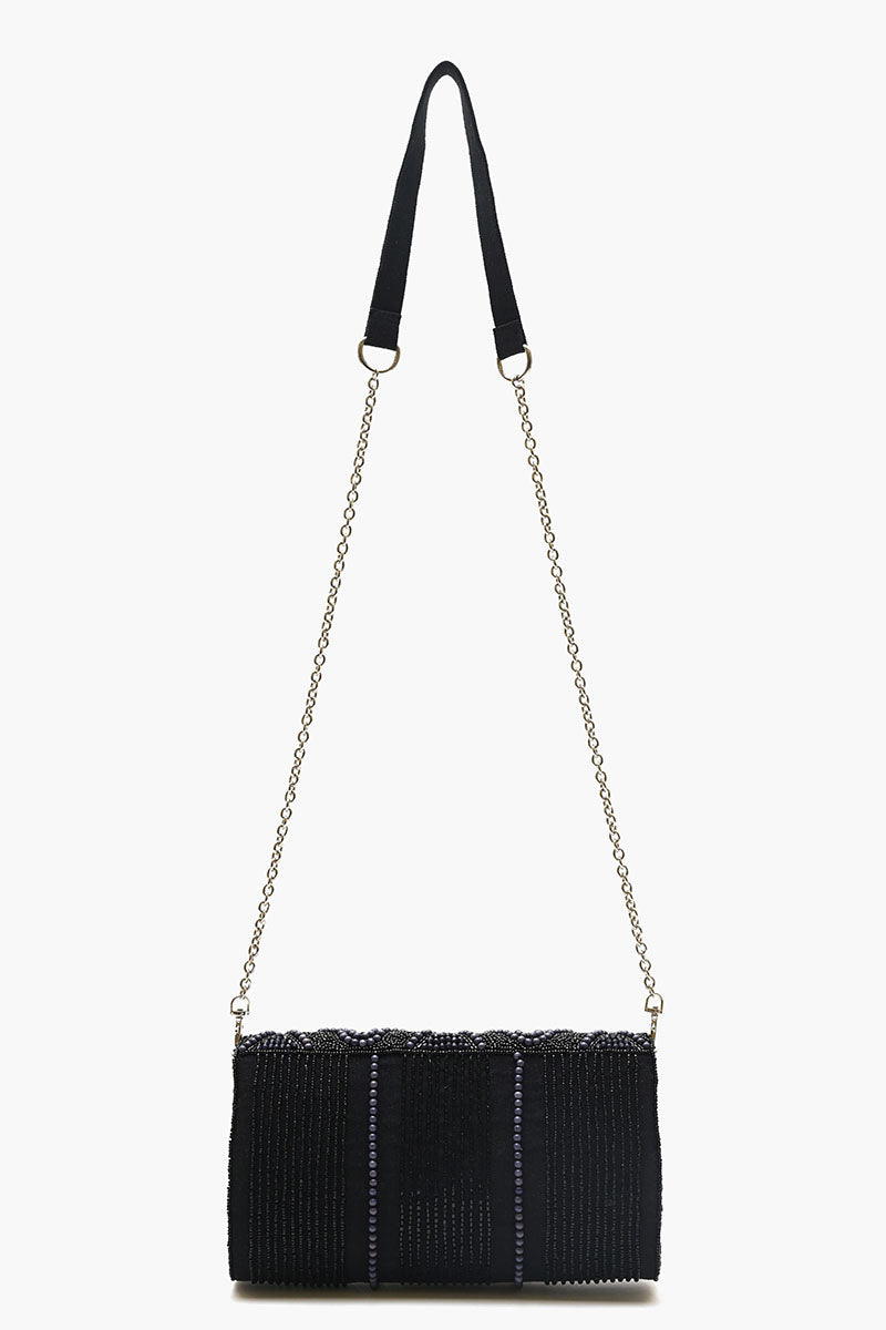 Embellished Convertible Clutch-Black