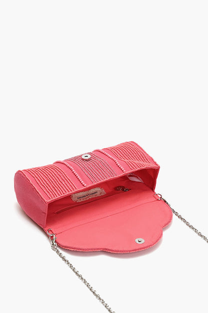 Embellished Convertible Clutch-Pink