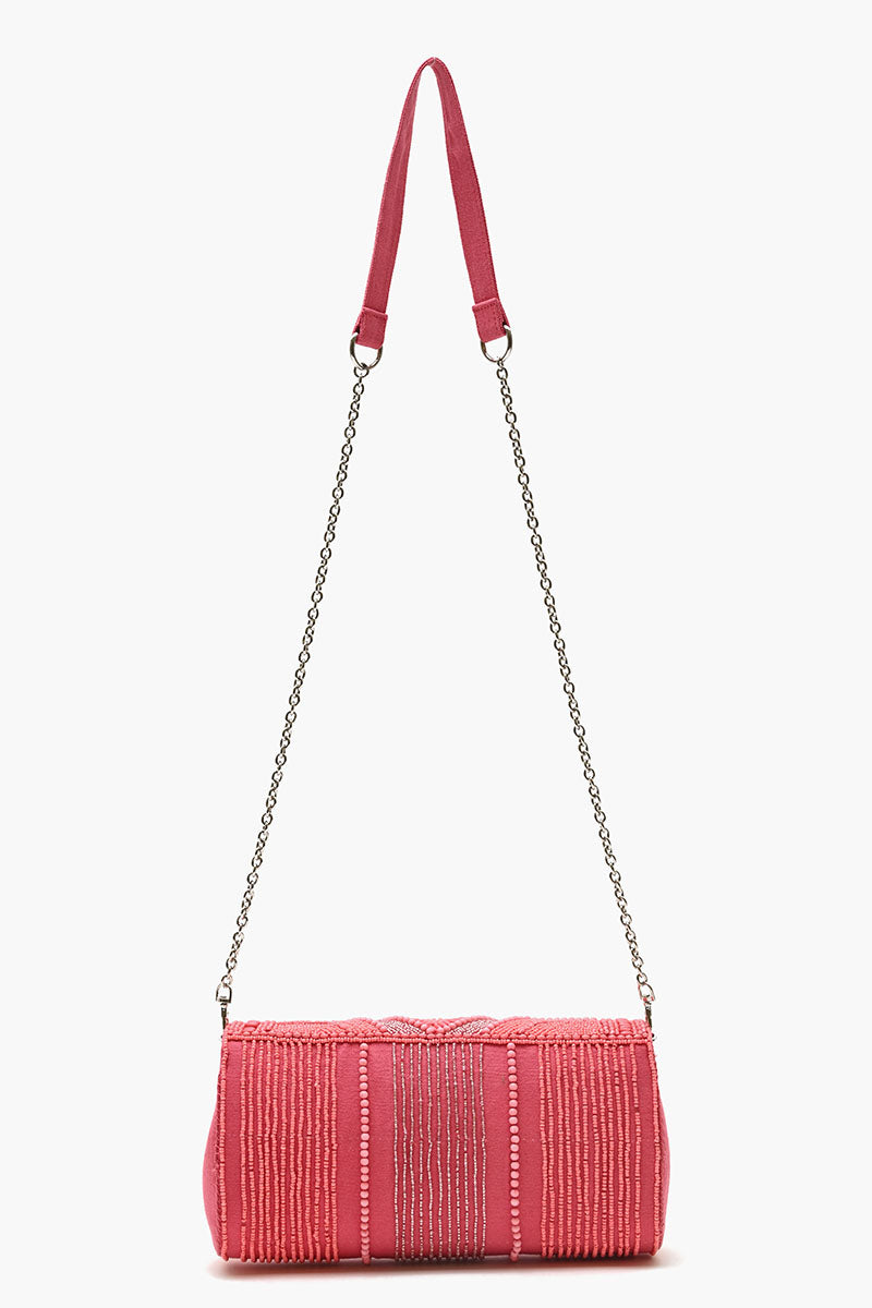 Embellished Convertible Clutch-Pink