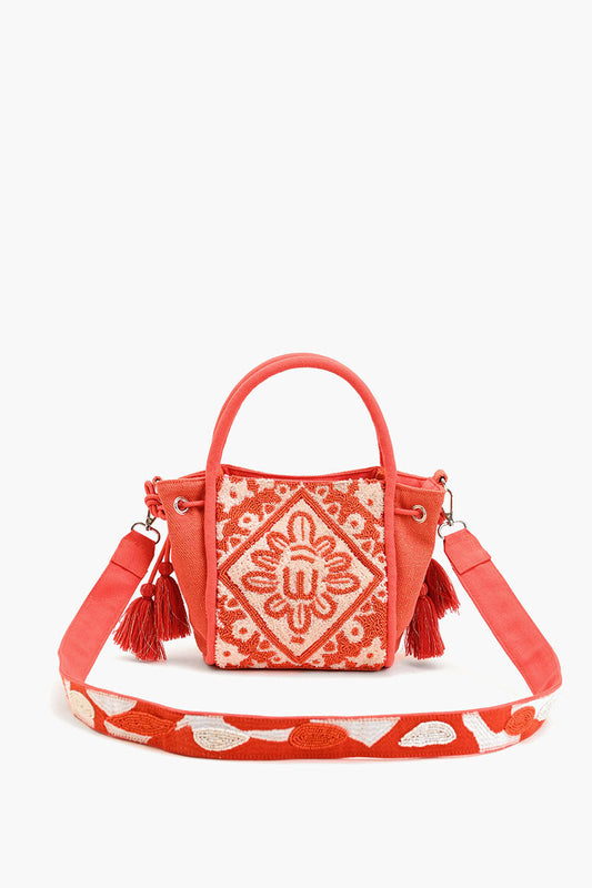 Embellished Top Handle Crossbody-OrangeWhite