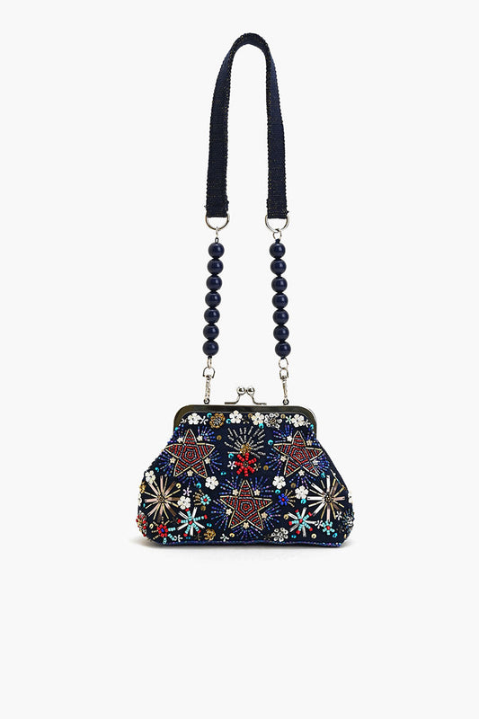 Beaded Frame Crossbody Clutch-Firework