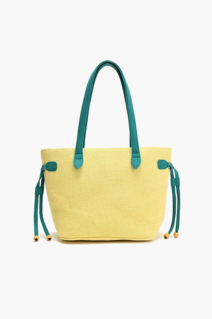 Embroidered Beaded Tote-Yellow Jungle